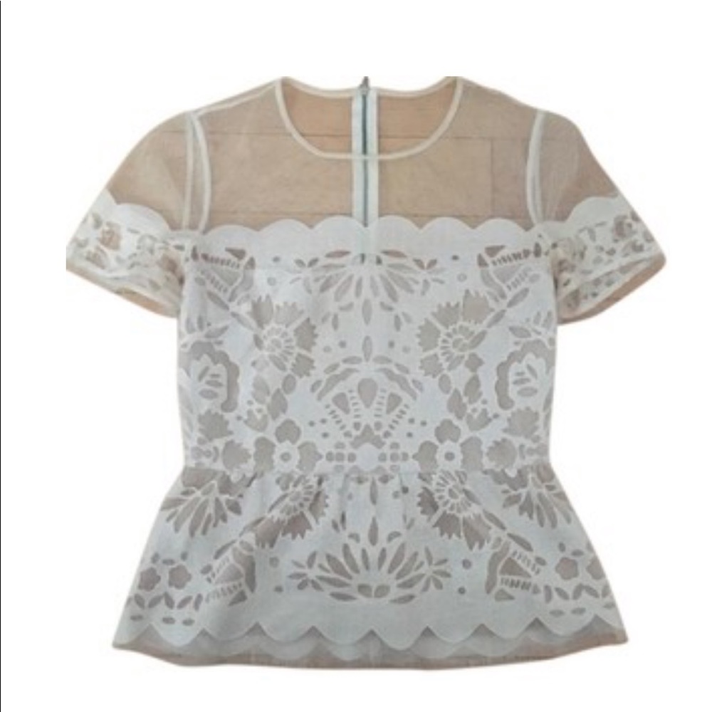 BCBGmaxazria lace white top in xs